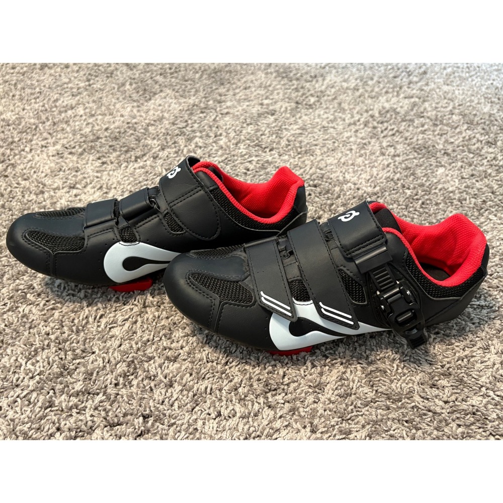 Peloton Cycling Shoes Black Red Size 40 Look Delta Cleats Indoor Spin Shoe